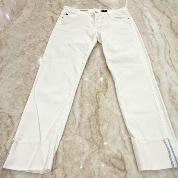 Adriano Goldschmied The Stevie Cuff Slim Straight Cuffed Women's White Jeans 31 - Picture 9 of 10